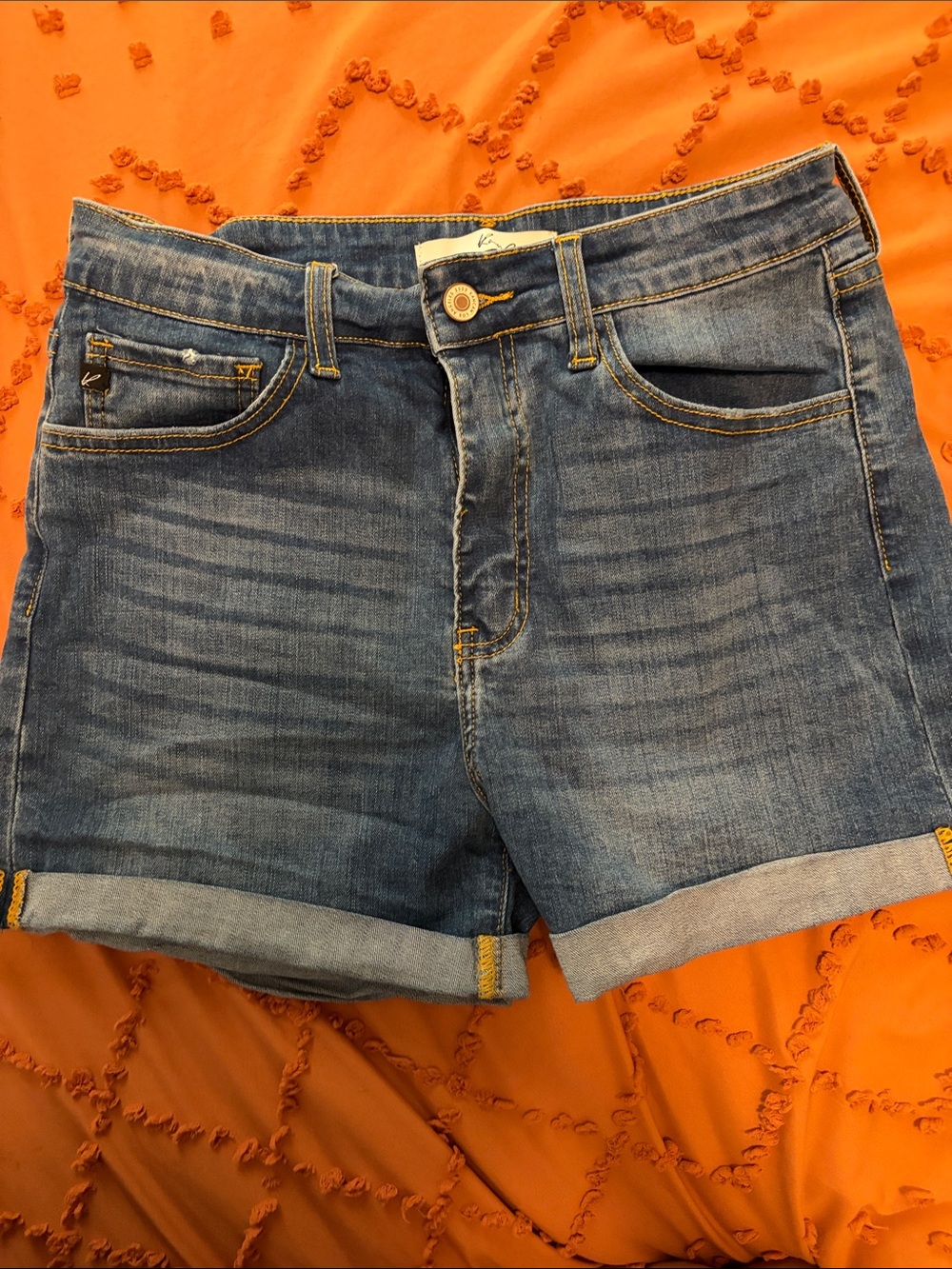 KanCan Blue Rolled Hem Denim Shorts